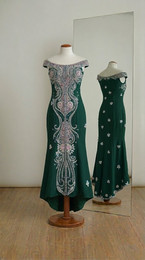 vestido con pedreria tipo gitano confeccionado a medida